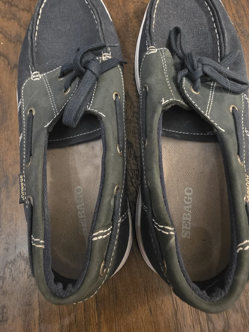 Sebago Men's Navy and Green Canvas Boat Shoes